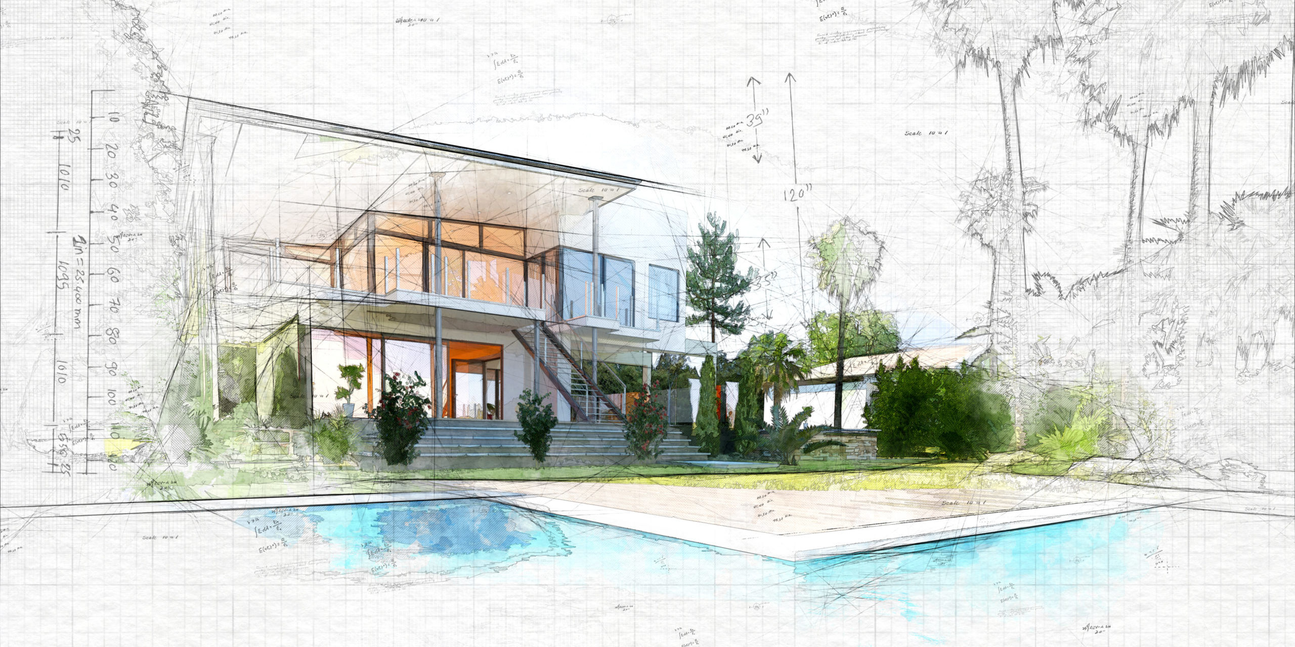 Luxury house with tropical garden and pool